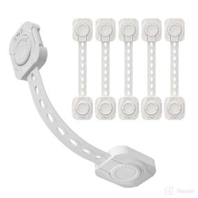 img 3 attached to 🔒 Demecs Child Safety Strap Locks (6 Pack) - Fridge, Cupboard, Drawer, Dishwasher, Toilet Locks with 3M Adhesive Tape - No Drilling Needed, Double Lock Protection (Pure White)
