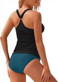 img 3 attached to Stylish And Sporty: GRAPENT Women'S Colorblock Racerback Tankini Set For Chic Swimwear