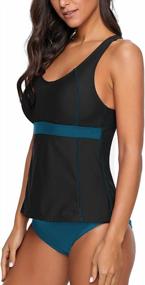 img 1 attached to Stylish And Sporty: GRAPENT Women'S Colorblock Racerback Tankini Set For Chic Swimwear