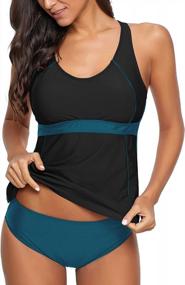 img 2 attached to Stylish And Sporty: GRAPENT Women'S Colorblock Racerback Tankini Set For Chic Swimwear