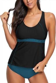 img 4 attached to Stylish And Sporty: GRAPENT Women'S Colorblock Racerback Tankini Set For Chic Swimwear