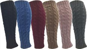 img 4 attached to 6 Pairs Of Knee-High Cable Knit Leg Warmers For Women - Cozy Thermal Acrylic Sleeves For Winter