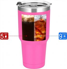 img 2 attached to Lifecapido 30Oz Stainless Steel Tumbler, Insulated Coffee Tumbler Cup, Double Wall Vacuum Insulated Travel Tumbler With Lid And Straw, Powder Coated Travel Mug For Hot Or Cold Drinks, Bright Pink