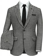 mens slim fit houndstooth plaid dogstooth tuxedo prom wedding groom jacket suit logo