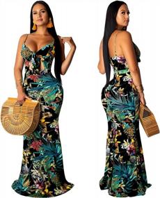 img 2 attached to Women'S Summer Floral Spaghetti Strap Maxi Dresses Sexy V-Neck Beach Boho Tropical Long Sundress