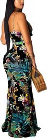 img 3 attached to Women'S Summer Floral Spaghetti Strap Maxi Dresses Sexy V-Neck Beach Boho Tropical Long Sundress