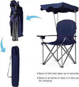 img 1 attached to Пляжный стул Goplus с навесом, складной стул для лужайки с подстаканником для зонта и сумкой для переноски - портативный солнцезащитный козырек для взрослых, путешествия на открытом воздухе, походы, рыбалка (синий)