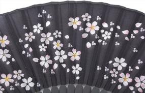 img 1 attached to Retro Black Bamboo Silk Hand Fan For Women - Perfect Folding Handheld Fan For Festivals, Weddings, Dancing, And Parties