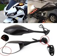 🔦 enhance visibility & style with motorcycle led turn signal rearview mirrors for honda cbr600rr 2003-2011 cbr1000rr 2004-2007 sport bike логотип