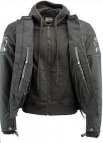 img 3 attached to Xelement XS1704 Мужская мотоциклетная куртка 'Vengeance' Black Armored Textile с вышивкой черепа - средний размер