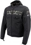 xelement xs1704 men’s 'vengeance' black armored textile motorcycle jacket with skull embroidery - medium logo
