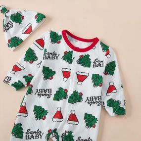 img 2 attached to 🎄 ROYLAMP Newborn Baby My First Christmas Outfits - Festive Striped Romper with Hat for Boys and Girls