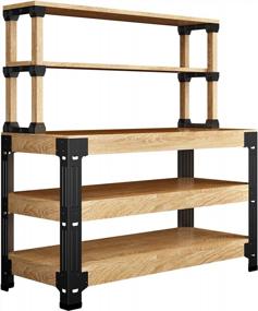 img 4 attached to FLEXIMOUNTS Steel Work Bench Leg Kit, Adjustable Garage Storage Shelving Frame Workbenches Customizable Sizes & Colors, Maximum 96"L X 48"W, Height Adjustable Black (No Lumber Included)