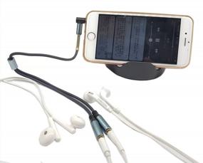 img 1 attached to 90-градусный прямоугольный аудиокабель-разветвитель 3,5 мм - SinLoon с золотым покрытием, штекер на 2 гнезда, адаптер для планшетов, MP3-плееров (синий)