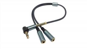 img 4 attached to 90 Degree Right Angle 3.5Mm Audio Splitter Cable - SinLoon Gold Plated Male To 2 Female Jack Adapter For Tablets, MP3 Players (Blue)