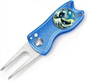 img 4 attached to Get A Durable And Portable Golf Divot Tool With Stunning Art And Magnetic Ball Marker - LOXASUM Stainless Steel Switchblade Design