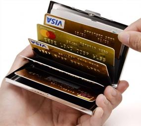 img 3 attached to RFID Credit Card Holder For Women & Men - Stainless Steel Wallet W/ 5PCS Card Slots