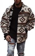 chouyatou men's casual tribal aztec pattern button down long sleeve trucker jacket shacket coat logo