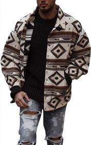 img 4 attached to Chouyatou Men'S Casual Tribal Aztec Pattern Button Down Long Sleeve Trucker Jacket Shacket Coat
