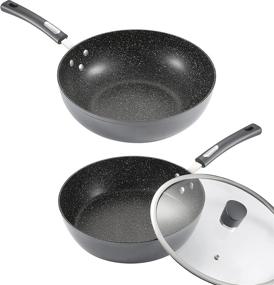 img 4 attached to Upgrade Your Cooking With Monfish'S 4-Piece Wok And Fry Pan Set: Non-Stick And Compatible With All Stovetops!