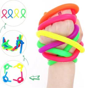 img 1 attached to Relieve Stress And Anxiety With Our Glow-In-The-Dark Fidget Toys For Kids: Monkey Noodle Stretchy Strings And Cute Caterpillar Noodles - 8 Pack