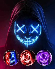 img 4 attached to Get Your Party Started With AnanBros Scary LED Halloween Mask - Perfect For Masquerade, Cosplay And More! Shop Now For Men, Women And Kids