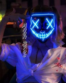 img 3 attached to Get Your Party Started With AnanBros Scary LED Halloween Mask - Perfect For Masquerade, Cosplay And More! Shop Now For Men, Women And Kids