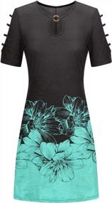 img 1 attached to Boho Vintage Midi Dress: модное летнее пляжное платье с цветочным принтом для женщин 2022 с открытыми плечами и графическим дизайном