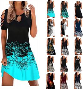 img 4 attached to Boho Vintage Midi Dress: модное летнее пляжное платье с цветочным принтом для женщин 2022 с открытыми плечами и графическим дизайном