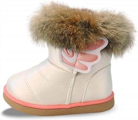 img 2 attached to Toddler Girls Winter Snow Boots Plush Inner Outdoor Waterproof Walking Shoes Easy On Little Girls