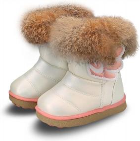 img 4 attached to Toddler Girls Winter Snow Boots Plush Inner Outdoor Waterproof Walking Shoes Easy On Little Girls
