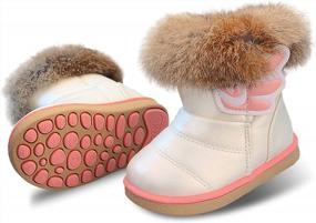 img 3 attached to Toddler Girls Winter Snow Boots Plush Inner Outdoor Waterproof Walking Shoes Easy On Little Girls