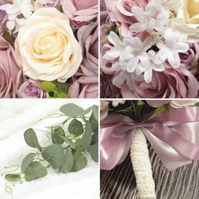 img 2 attached to Dusty Rose & Ivory Artificial Flower Wedding Bouquet - Perfect For Wedding Party, Church, Home Decor And Tossing By HiiARug