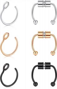 img 4 attached to Faux Nose Jewelry Collection: Fake Nose Rings, Septum Rings, Studs And Hoops For Women By QWALIT