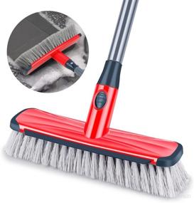 img 4 attached to 🧽 Adjustable Long Handle Floor Scrub Brush – 2 in 1 Stiff Bristle Scrubber with Scrape and Brush Function – Ideal for Shower Cleaning, Deck, Bathroom, Kitchen, Tub, Patio, Tile, Grout, Swimming Pool, and Garages