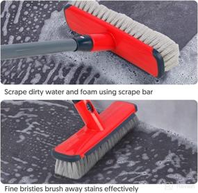 img 3 attached to 🧽 Adjustable Long Handle Floor Scrub Brush – 2 in 1 Stiff Bristle Scrubber with Scrape and Brush Function – Ideal for Shower Cleaning, Deck, Bathroom, Kitchen, Tub, Patio, Tile, Grout, Swimming Pool, and Garages