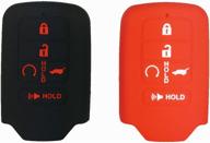 🔑 silicone key fob cover case protector for honda accord civic cr-v crv pilot - 2 pieces, black red логотип