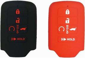 img 4 attached to 🔑 Silicone Key Fob Cover Case Protector for Honda Accord Civic CR-V CRV Pilot - 2 Pieces, Black Red