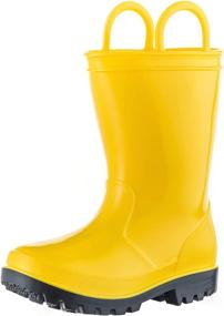 img 4 attached to ALLENSKY Handles Toddler Waterproof Boots（Yellow）: Stylish & Sturdy Boys' Shoes for All-Season Adventure