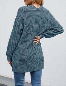 img 1 attached to Chunky Cable Knit Cardigan With Open Front And Pockets For Women - Long Sleeve Sweater Outwear By SYZRI