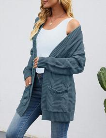 img 2 attached to Chunky Cable Knit Cardigan With Open Front And Pockets For Women - Long Sleeve Sweater Outwear By SYZRI