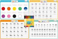 merka kids' educational placemats with dry erase markers: set of 4 writing practice table mats for toddler learning (letters, numbers, colors, cursive) logo