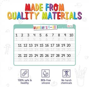 img 2 attached to Merka Kids' Educational Placemats With Dry Erase Markers: Set Of 4 Writing Practice Table Mats For Toddler Learning (Letters, Numbers, Colors, Cursive)