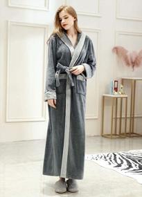 img 2 attached to CaiDieNu Plush Hooded Zip-Up Bathrobe For Women - Soft Winter Fleece Full-Length Housecoat With Stylish Star Pockets