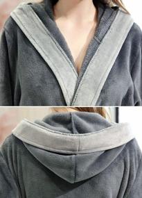 img 1 attached to CaiDieNu Plush Hooded Zip-Up Bathrobe For Women - Soft Winter Fleece Full-Length Housecoat With Stylish Star Pockets