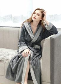 img 3 attached to CaiDieNu Plush Hooded Zip-Up Bathrobe For Women - Soft Winter Fleece Full-Length Housecoat With Stylish Star Pockets