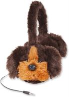 🐶 retrak etaudfdog retractable animalz over ear headphones for kids - tangle-free, volume limiting (85 db), brown dog logo