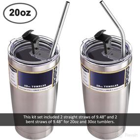 img 3 attached to 🥤 SENHAI 2 Packs of 20 oz Tumbler Lids with Stainless Steel Straws - Spill-Proof Splash Resistant Covers for Yeti Rambler Ozark Trail Old Style Rtic Cups - Black, includes 4 Metal Drinking Straws