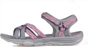 img 3 attached to GRITION Women'S Hiking Sandals: Wide Outdoor Summer Flat Beach Water Shoes Open Toe Adjustable Walking