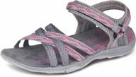 grition women's hiking sandals: wide outdoor summer flat beach water shoes open toe adjustable walking logo